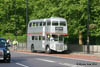 Another heritage Routemaster, RM1650 is seen in silver livery with fleetnumber SRM3 as it carried for the Queen's silver jubilee in 1977. It was on the 9 at Kensington in summer 2013.